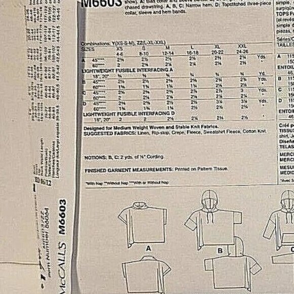McCall's Sewing Pattern M6603 Misses Tops Oversized Pullover Tops  L Xl XXL - Picture 3 of 4